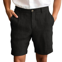 Calen | Herren Leinen Shorts Schmal Sommer Komfort Casual Leicht in Schwarz