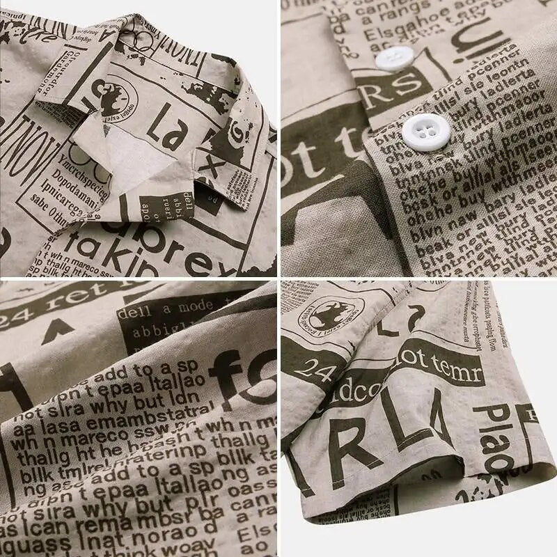 Fudus | Hemd Mit Knöpfen Und Zeitungsdruck Für Herren