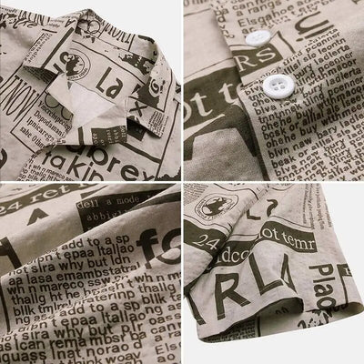 Fudus | Hemd Mit Knöpfen Und Zeitungsdruck Für Herren