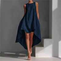 Solennie™ Kleid Mit Verlängertem Saum und Minimalistischem Design in Blau