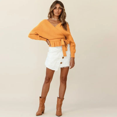 Cineca | Eleganter Wickelpullover mit Bindegürtel