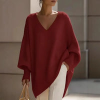 Genf™ Premium-Softstrick Oversize-Pullover in Rot