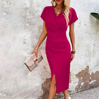 Margaux | Damen Festliches Midikleid Hochzeitsgast Elegant Feminin in Rosa Rot