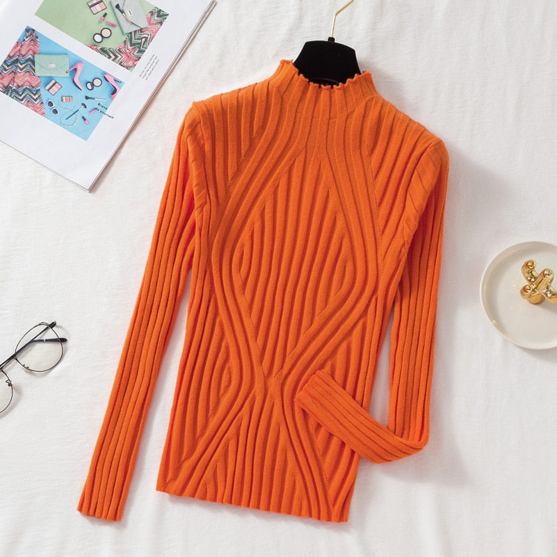 Vintage-Strickpullover mit halbem Rollkragen und langen Ärmeln für Damen |  Ideal für den Winter