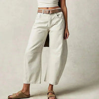 Vanessa | Damen High Waist Jeans Locker Reißverschluss Modern Denim in Weiß