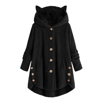 Stilvoller Sherpa-Hoodie mit Katzenohren-Kapuze für Damen | Ideal für den Winter
