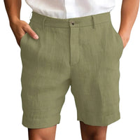 Calen | Herren Leinen Shorts Schmal Sommer Komfort Casual Leicht in Grün