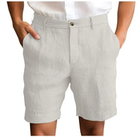 Calen | Herren Leinen Shorts Schmal Sommer Komfort Casual Leicht in Hellgrau