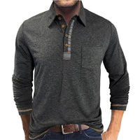 Bellford™ Langarm-Poloshirt Mit Raffiniertem Finish in Dunkelgrau