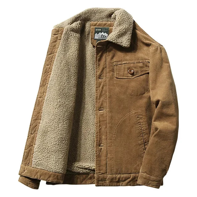 Alfons - Fleecegefütterte Cord-Winterjacke mit Umlegekragen und Knopfverschluss für Männer