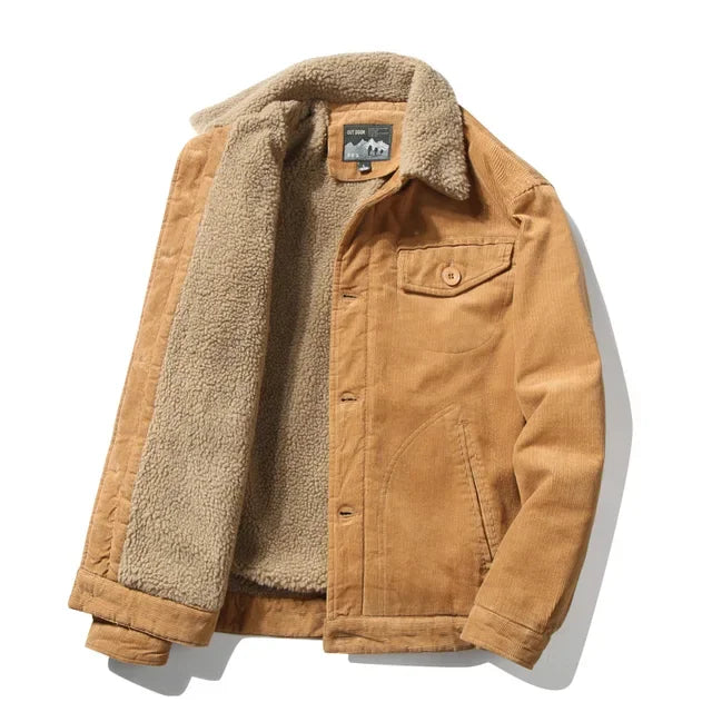 Alfons - Fleecegefütterte Cord-Winterjacke mit Umlegekragen und Knopfverschluss für Männer