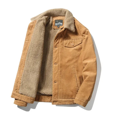 Alfons - Fleecegefütterte Cord-Winterjacke mit Umlegekragen und Knopfverschluss für Männer