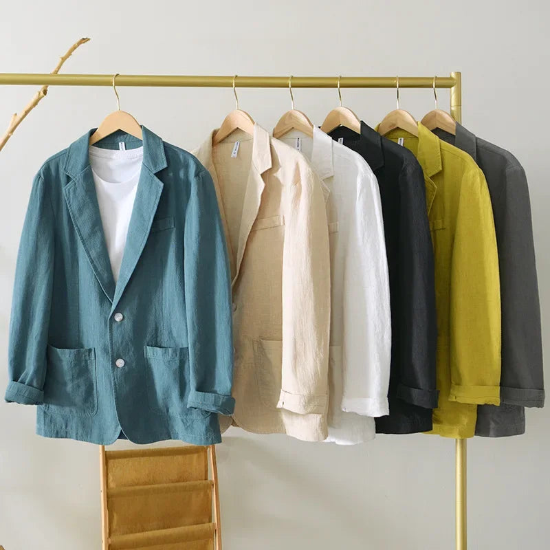 Nathani- Leichter Leinen-Baumwollanzugjacke für Herren