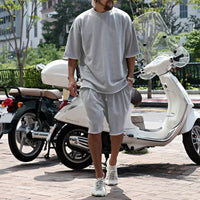 Draxen™-Set aus Premium-Strick mit Oversize-Passform und Streetwear-Style in Hellgrau