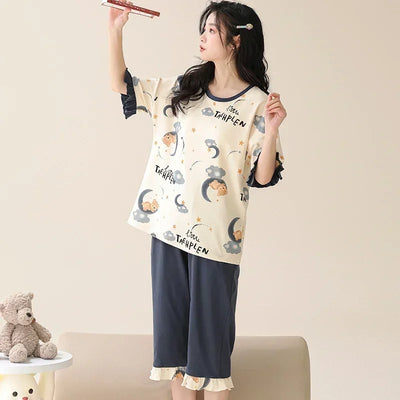 Guinevere- Gemütliches O-Neck Top und Pyjama für Damen