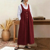 Meadow™ Kleid Im Latzkleid-Stil Mit Minimalistischen Knöpfen Vorne in Rot