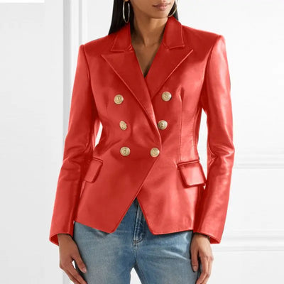 Ledarina | Eleganter Lederblazer mit Doppelknopfverschluss