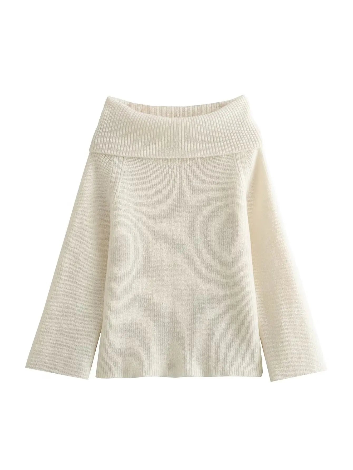 Maibritt - Gestrickter Schulterfreier Pullover mit Schlitzausschnitt für Frauen