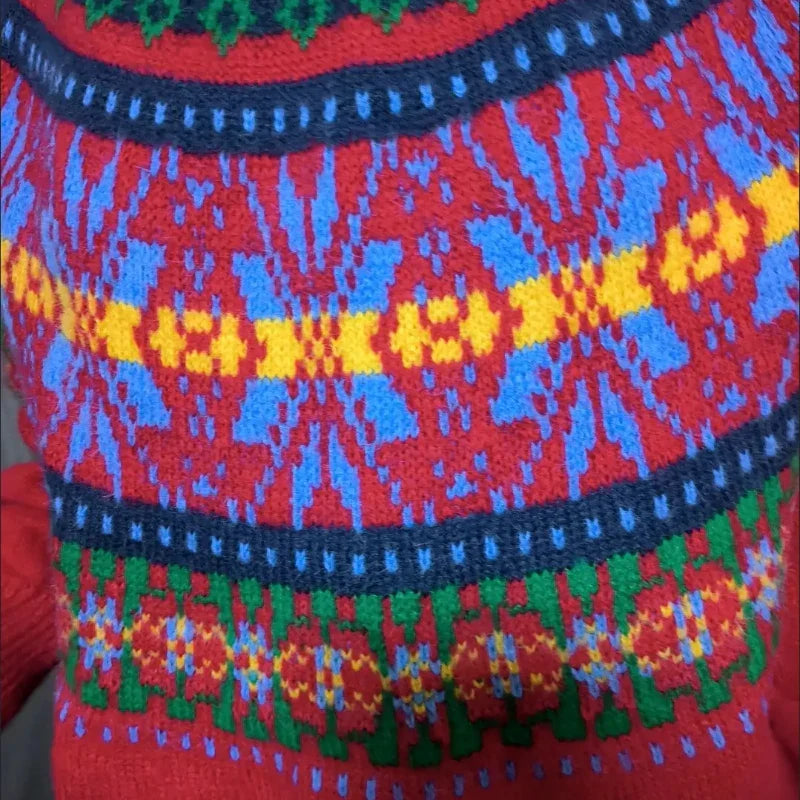 Megan - Jacquard-Strickpullover mit Rundhalsausschnitt und Weihnachtsmuster für Frauen