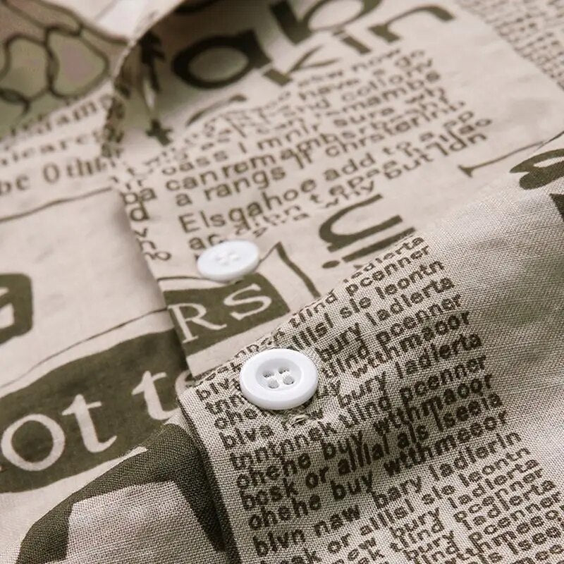 Fudus | Hemd Mit Knöpfen Und Zeitungsdruck Für Herren
