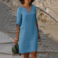 V-Ausschnitt Kleid für Frauen | Midi in Hellblau