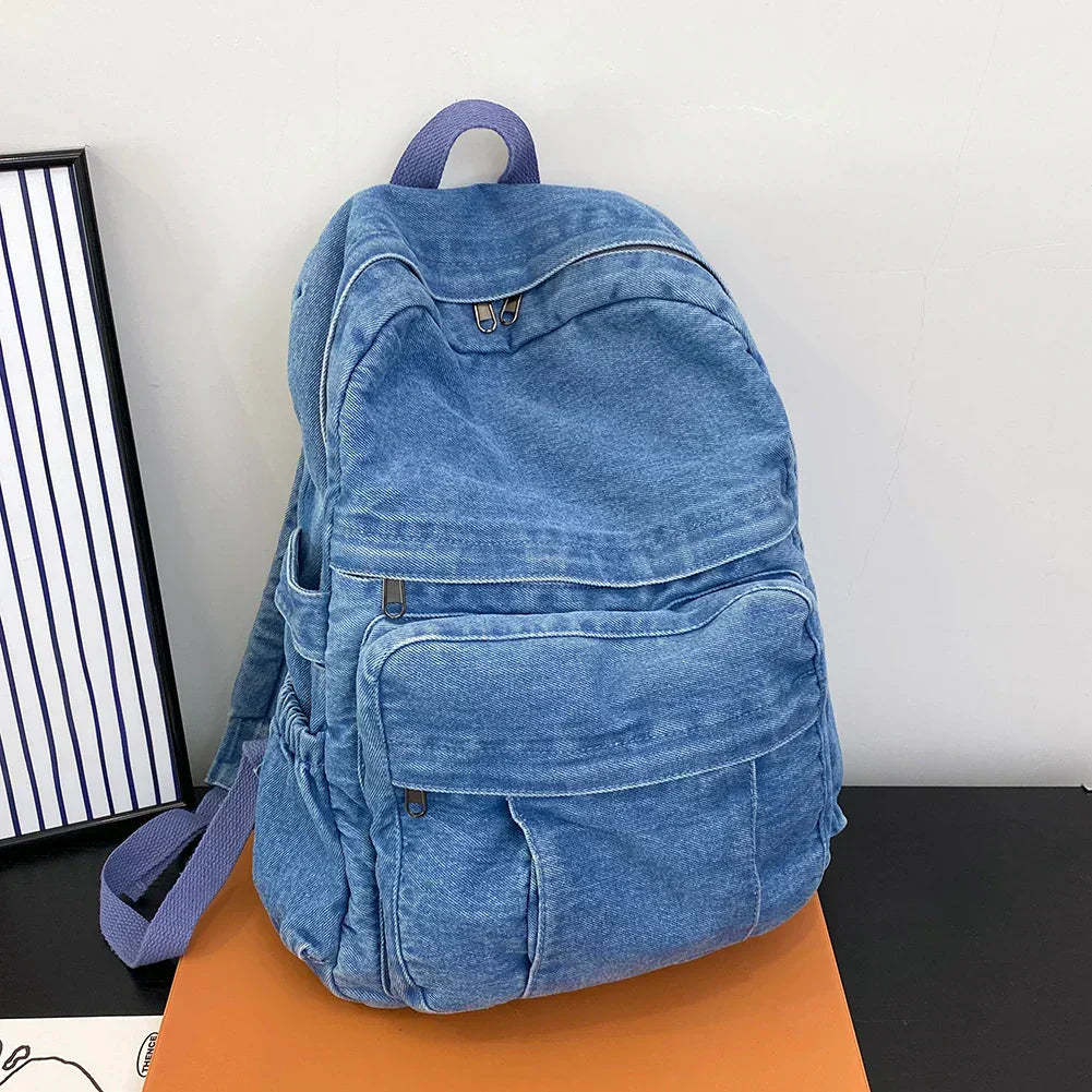 Fudus - Vintage Jeansstoff Rucksack mit Großer Kapazität