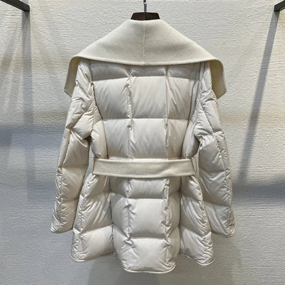 Briella- Damen Woll-Daunenjacke mit Gürtel
