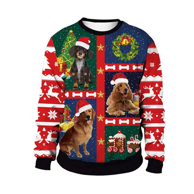 Dietmar - Warmer Pullover mit Rundhalsausschnitt und 3D-Weihnachtsaufdrucken für Männer und Frauen