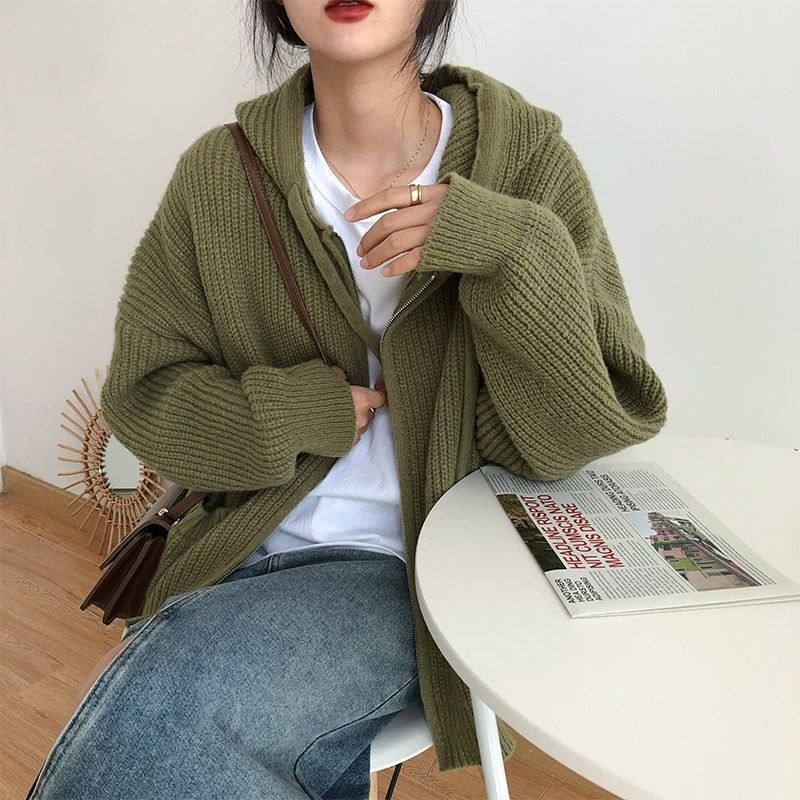 Ditte - Strickpulli mit Kapuze und Reißverschluss für Frauen