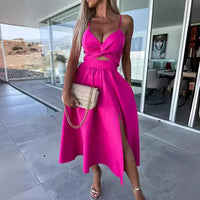 Fiora™ Kleid mit Feinem Cut-Out und Elegantem Schlitz in Rosa