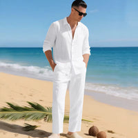 Malibu-Set™ aus Baumwoll-Leinen mit Raffiniertem Design in Weiß
