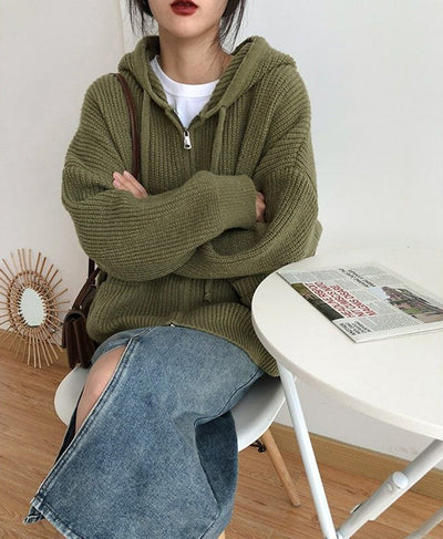 Ditte - Strickpulli mit Kapuze und Reißverschluss für Frauen