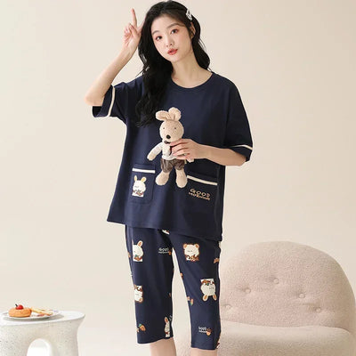 Guinevere- Gemütliches O-Neck Top und Pyjama für Damen