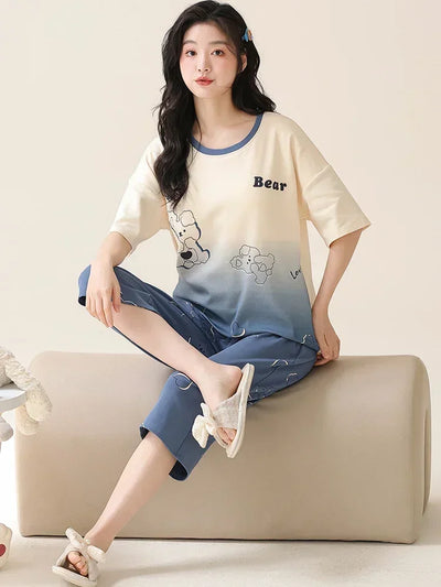 Guinevere- Gemütliches O-Neck Top und Pyjama für Damen