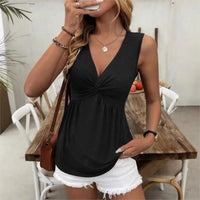 Amélisse™ Bluse Mit V-Ausschnitt Und Figurbetonender Drapierung in Schwarz