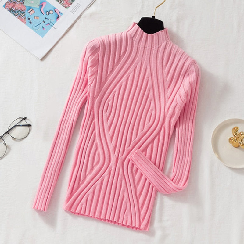 Vintage-Strickpullover mit halbem Rollkragen und langen Ärmeln für Damen |  Ideal für den Winter