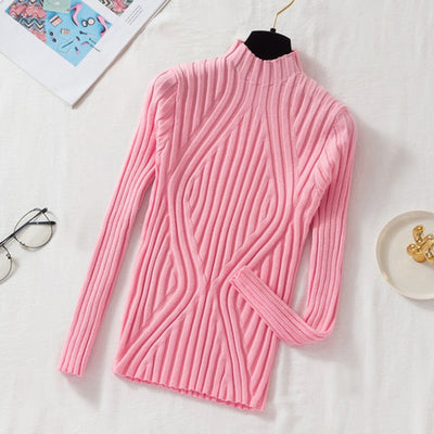 Vintage-Strickpullover mit halbem Rollkragen und langen Ärmeln für Damen |  Ideal für den Winter
