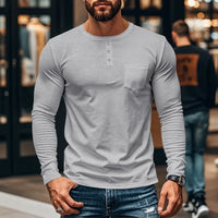 Northline™ Langarmshirt Mit Henley-Kragen und Figurbetonter Passform in Grau
