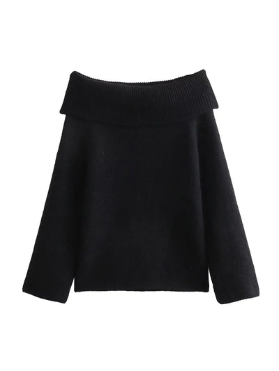 Maibritt - Gestrickter Schulterfreier Pullover mit Schlitzausschnitt für Frauen