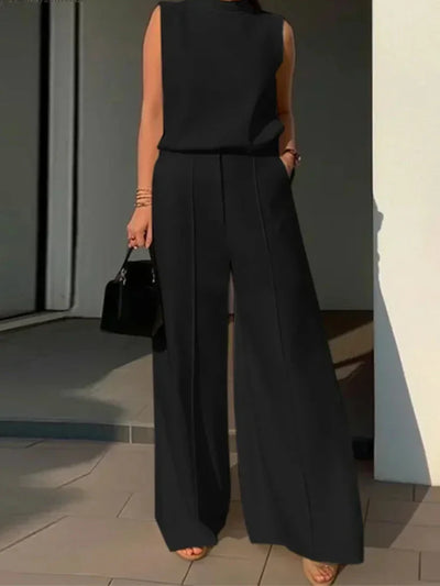 Frieda | Damen Set - Ärmelloses Oberteil mit Weitbeinigen Hosen