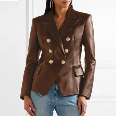 Ledarina | Eleganter Lederblazer mit Doppelknopfverschluss