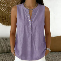 Bluse Nadine™ mit Knopfleiste und Rundhalsausschnitt in Flieder