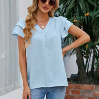 Pauline™ Bluse mit gestuften Ärmeln und Frontfalte in Hellblau