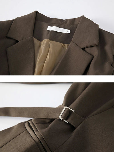 Vera - Gürtel Gespleißt Design Anzug Jacke mit gekerbten Kragen und Einzelne Taste für Frauen