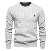 Falkner | Strickmodern Herrenpullover in Hellgrau