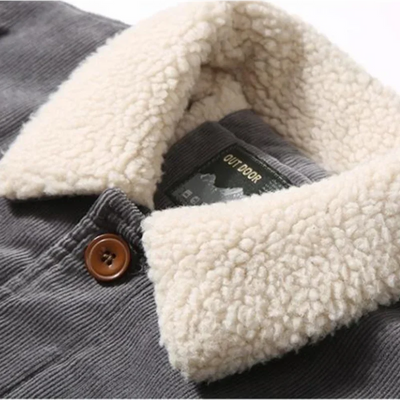 Alfons - Fleecegefütterte Cord-Winterjacke mit Umlegekragen und Knopfverschluss für Männer