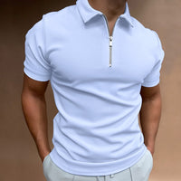 Evan | Zip-Poloshirt mit moderner Linie in Hellblau