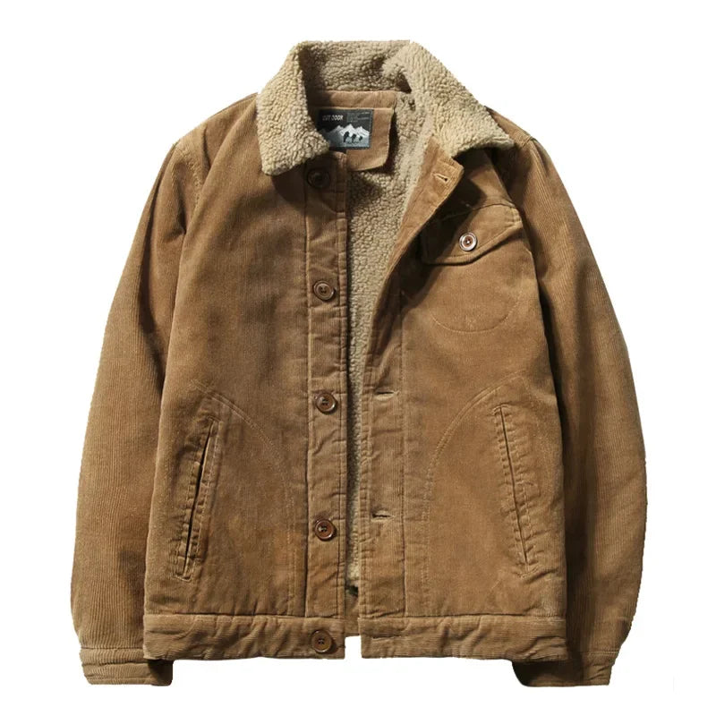 Alfons - Fleecegefütterte Cord-Winterjacke mit Umlegekragen und Knopfverschluss für Männer