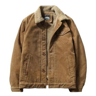 Alfons - Fleecegefütterte Cord-Winterjacke mit Umlegekragen und Knopfverschluss für Männer