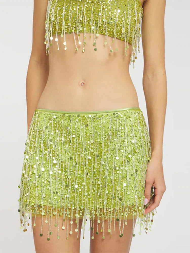 Alina | Pailletten-Tassel Bikini Set